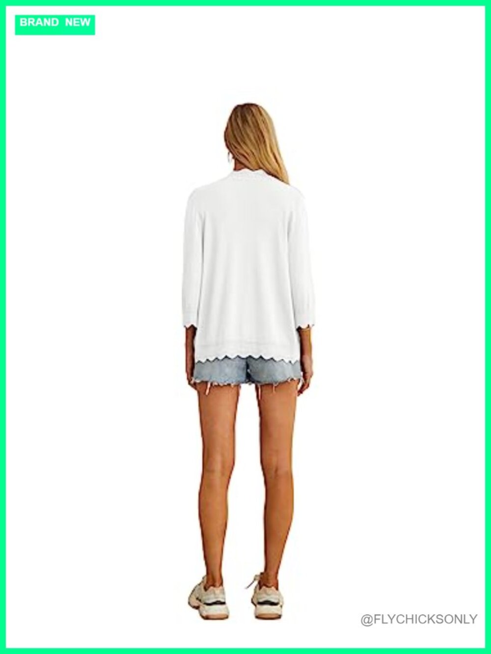 Women's Lightweight Knit Cropped Cardigan 3/4 Sleeve Summer Shrug - Picture 5 of 6